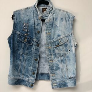 Vintage Lee denim Vest - custom made w pins